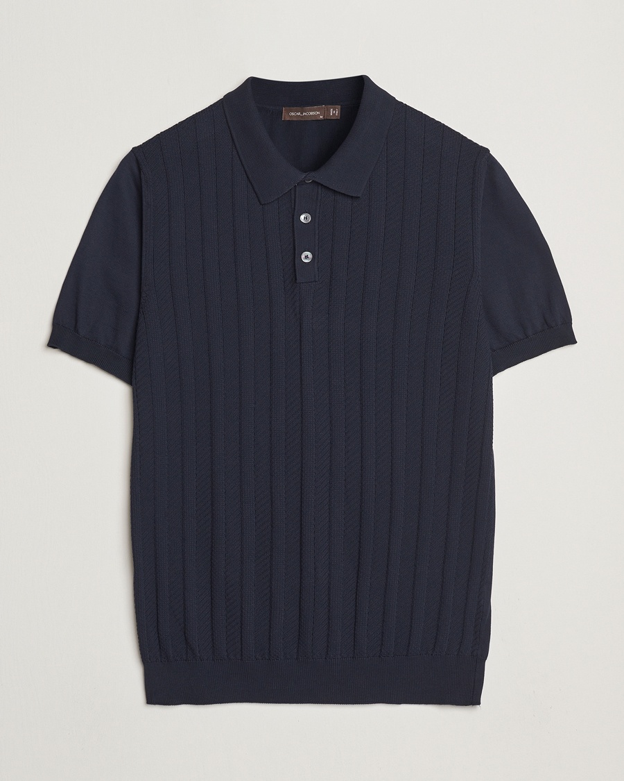 Oscar Jacobson Barto Structured Cotton Polo Navy – Sininen