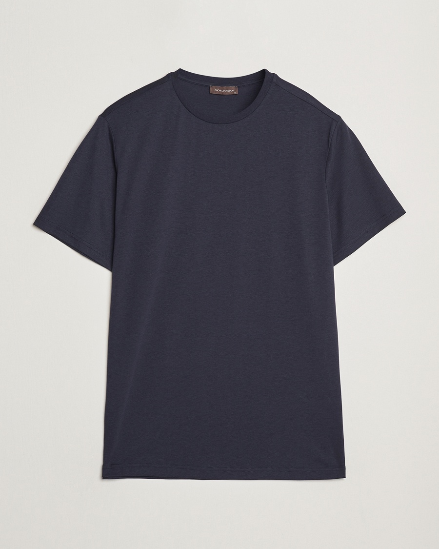 Oscar Jacobson Kim Lyocel/Cotton T-Shirt Navy – Sininen