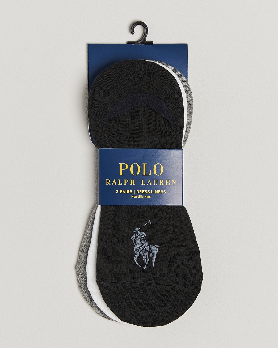 Polo Ralph Lauren 3-Pack No Show Big Pony Pony Socks Black/White/Grey – Harmaa