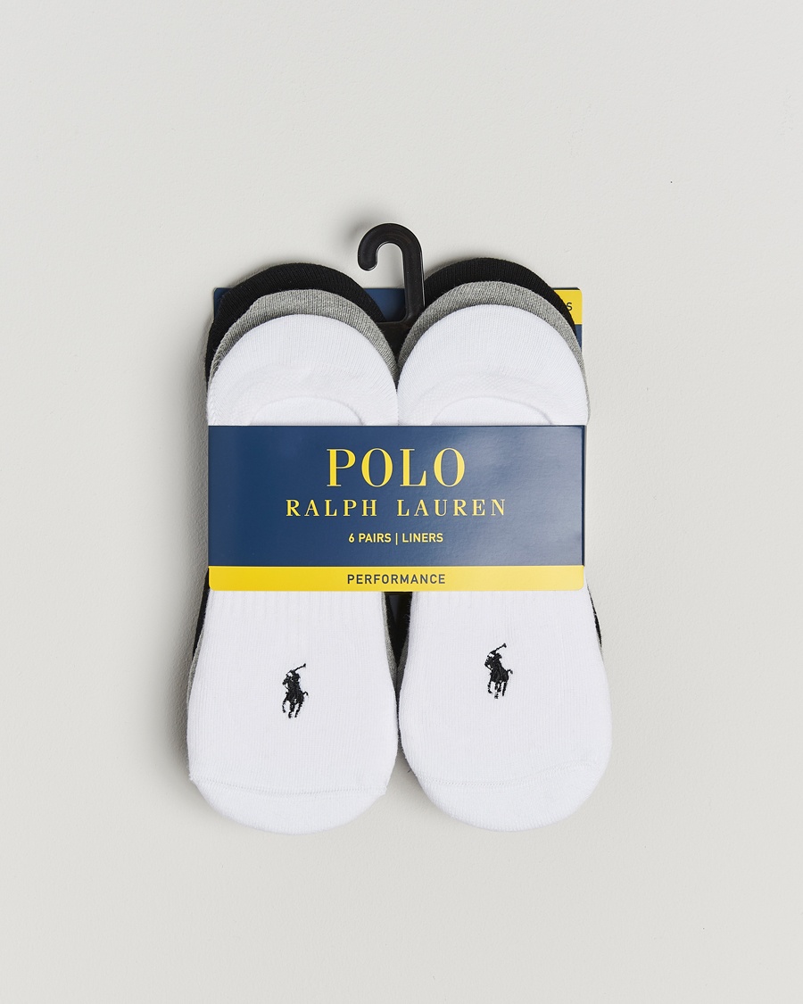 Polo Ralph Lauren 6-Pack No Show Big Pony Pony Socks Black/White/Grey – Harmaa
