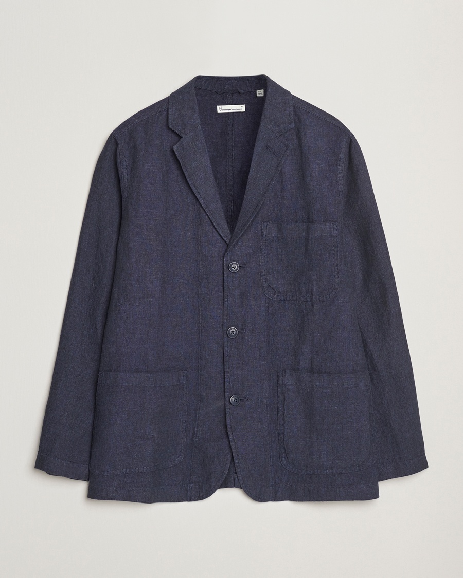 KnowledgeCotton Apparel Linen Blazer Total Eclipse – Sininen