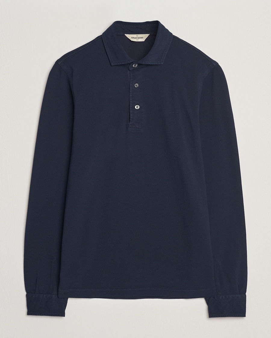 Gran Sasso Washed Long Sleeve Polo Navy – Sininen