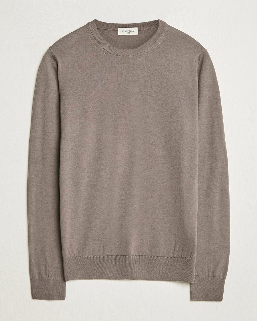 Piacenza Cashmere Merino Wool Crew Neck Sweater Taupe – Ruskea