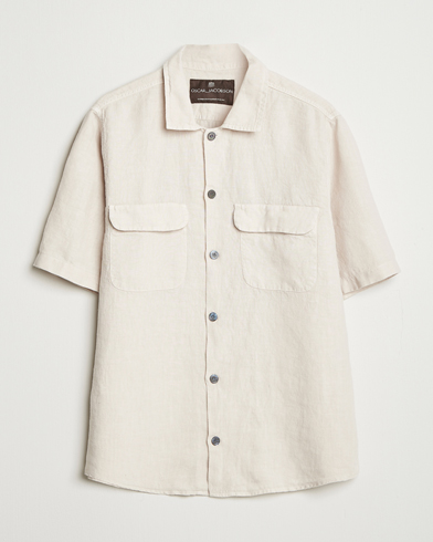 Oscar Jacobson Reg Fit City Linen Shirt Cream – Beige