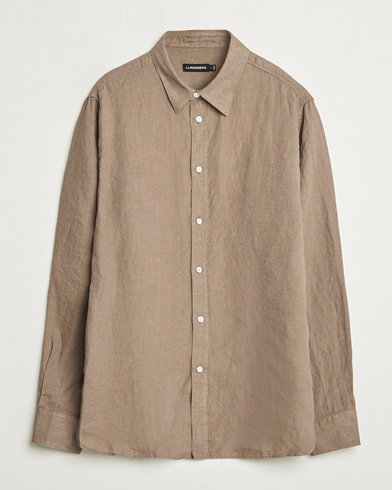 J.Lindeberg Linen Melange Shirt Nutmeg – Ruskea