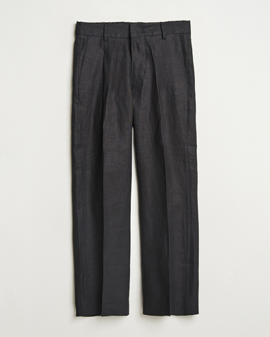 NN07 Kay Relaxed Fit Linen Trousers Black – Musta