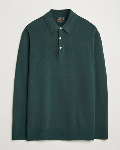 BEAMS PLUS Long Sleeve 12G Knit Polo Forest Green – Vihreä