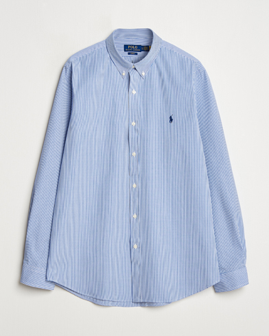 Polo Ralph Lauren Slim Fit Poplin Shirt Blue/White Hairline Stripe – Sininen