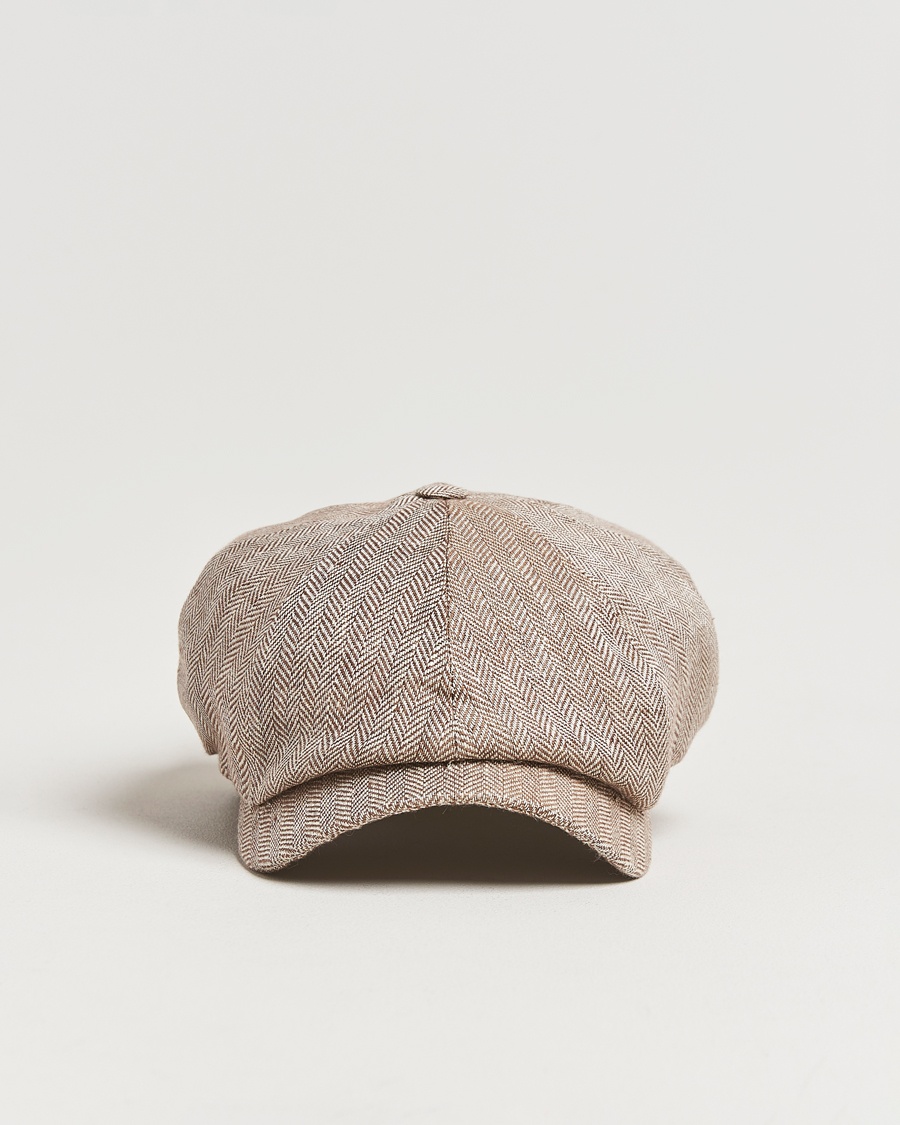 Wigéns Newsboy Classic Linen Herringbone Cap Brown – Ruskea