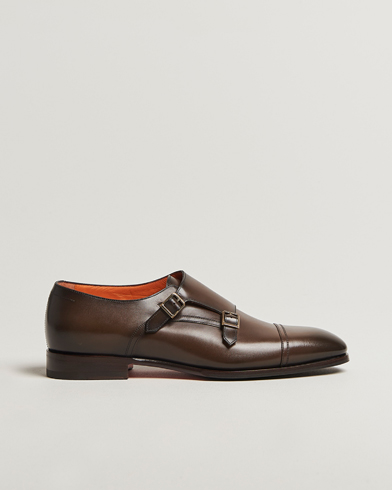 Santoni Adrian Double Monk Dark Brown Calf – Ruskea