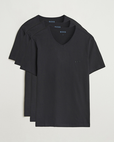 BOSS BLACK 3-Pack V-Neck T-Shirt Black – Musta