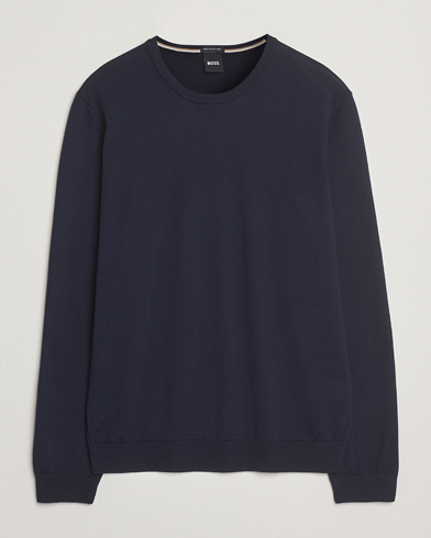 BOSS BLACK Leno Wool Crew Neck Pullover Dark Blue – Sininen