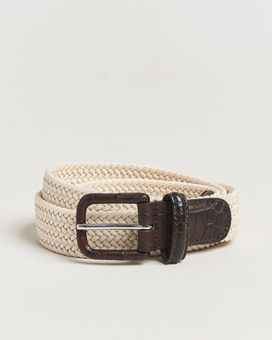 Anderson's Stretch Woven Leather Buckle 3 cm Belt Off White – Valkoinen