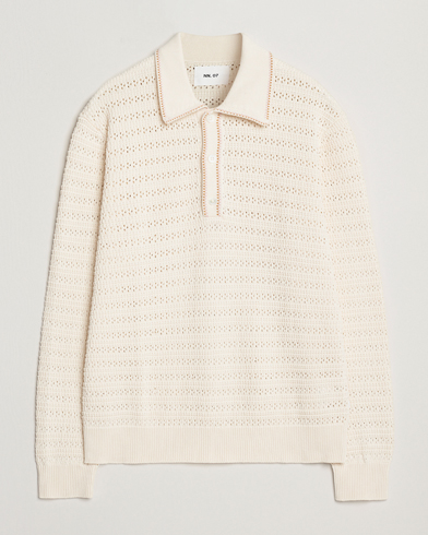 NN07 Josh Knitted Polo Ivory – Valkoinen