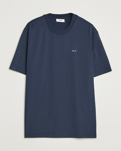 NN07 Abel Logo Crew Neck T-Shirt Navy – Sininen