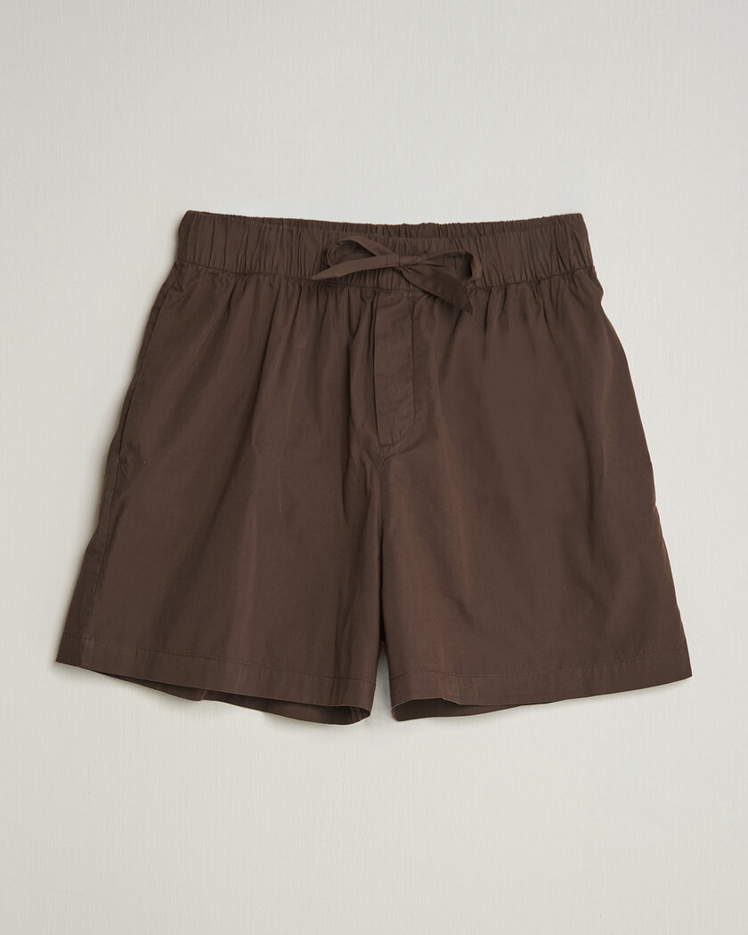 Tekla Poplin Pyjama Shorts Coffee – Ruskea