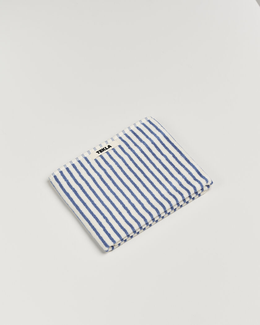 Tekla Organic Terry Hand Towel Coastal Blue Stripes – Sininen
