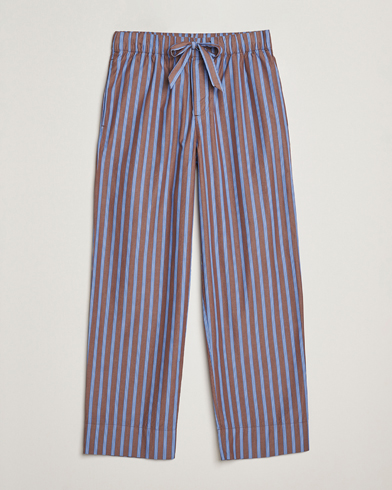 Tekla Poplin Pyjama Pants Chestnut Stripes – Ruskea