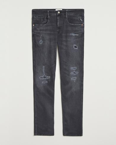 Replay Anbass Distressed Super Stretch Bio Jeans Washed Black – Musta