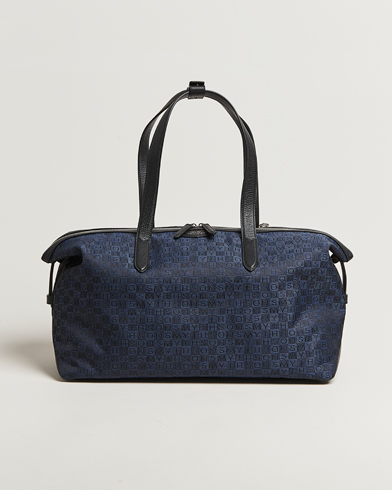 Smythson Canvas Stamp Small Travel Bag Navy – Sininen