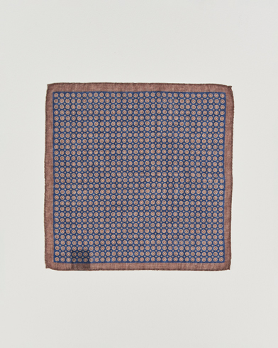 Amanda Christensen Wool Printed Medallion Pocket Square Navy