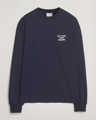 Drôle de Monsieur Slogan Long Sleeve T-Shirt Navy – Sininen