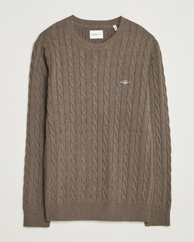 GANT Cotton Cable Crew Neck Pullover Seawood Melange – Ruskea