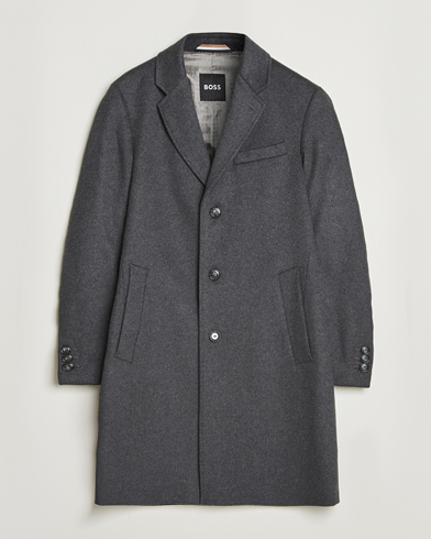 BOSS BLACK Hyde Wool Coat Medium Grey – Harmaa