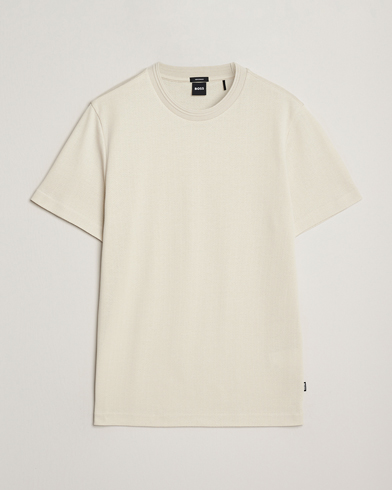 BOSS BLACK Thompson Structured Crew Neck T-Shirt Open White – Valkoinen