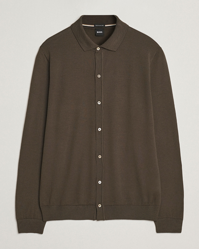 BOSS BLACK Helbert Wool Cardigan Open Green – Vihreä