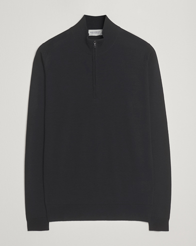 John Smedley Barrow Extra Fine Merino Half Zip Black – Musta