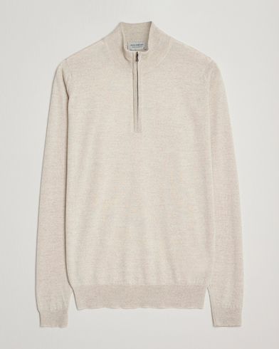 John Smedley Barrow Extra Fine Merino Half Zip Grey Fleece – Beige