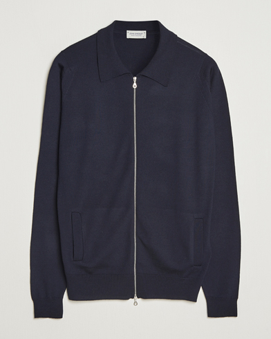 John Smedley Alston Extra Fine Merino Full Zip Midnight – Sininen