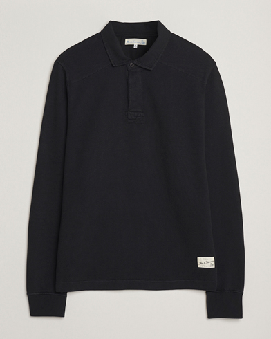 Merz b. Schwanen Relaxed Fit Vintage Cotton Rugby Shirt Black – Musta