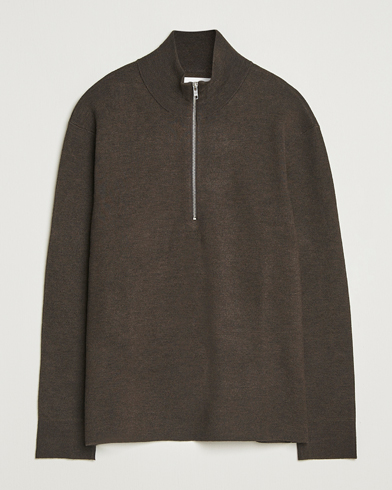 NN07 Harald Cotton/Modal Half Zip Demitasse Brown – Ruskea