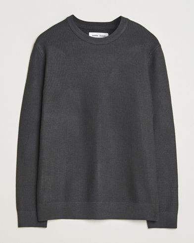 Samsøe Samsøe Dem Structured Knitted Crew Neck Black Oyster – Harmaa
