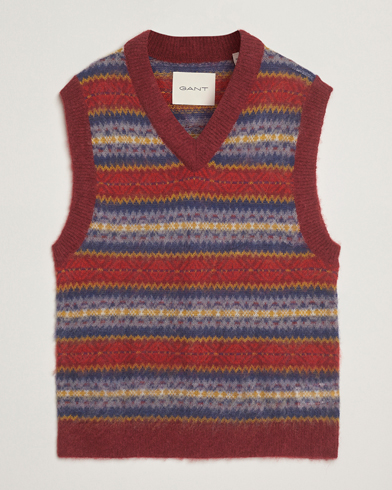 Gant Brushed Fair Isle Vest Plumped Red – Punainen