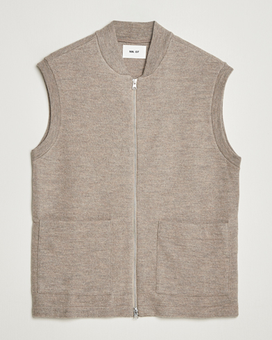 NN07 Boiled Wool Vest Khaki Beige – Beige