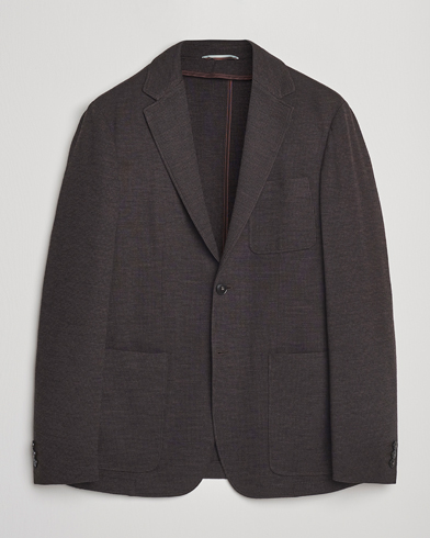 Canali Wool Houndstooth Jersey Blazer Dark Brown – Ruskea