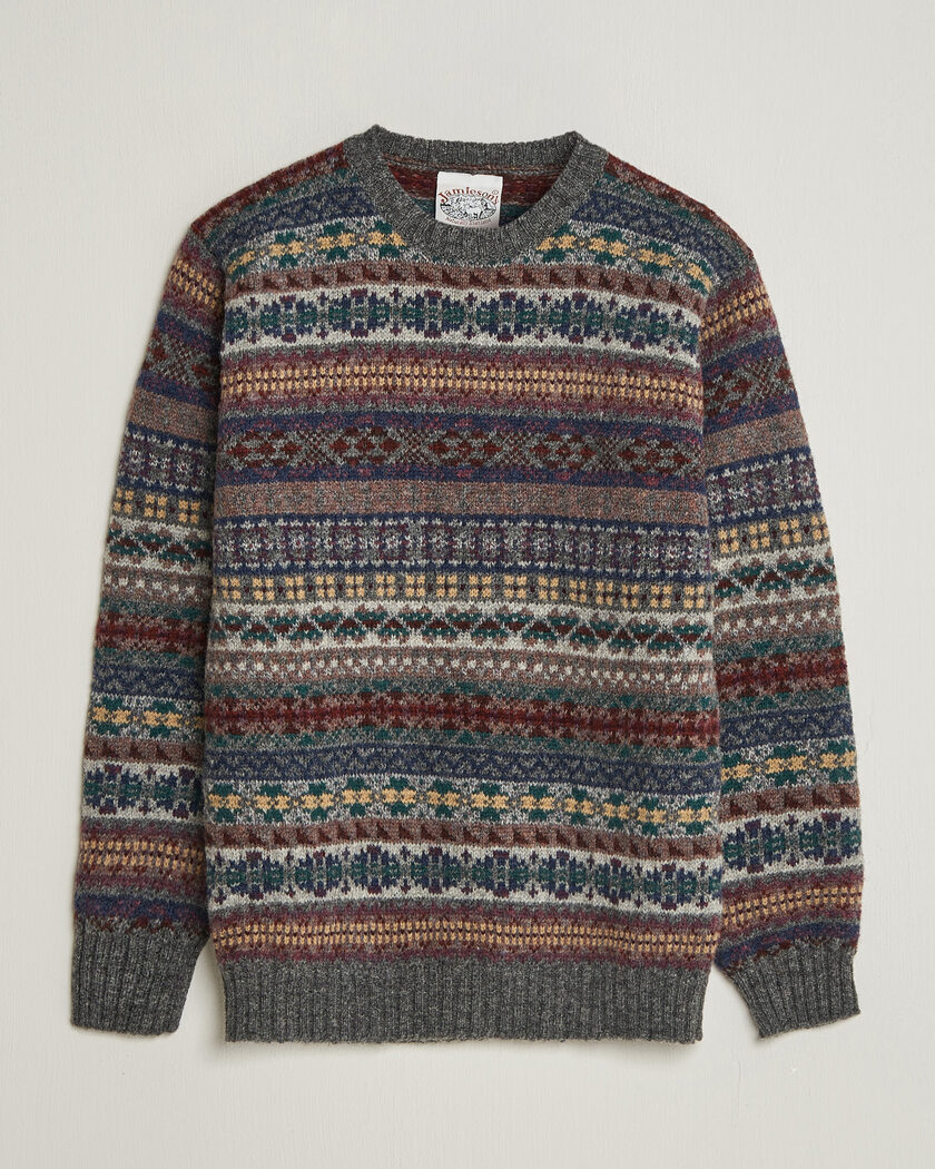Jamieson's of Shetland Jamiesons Of Shetland All Over Fair Isle Pullover Crew Neck Multi – Monivärinen