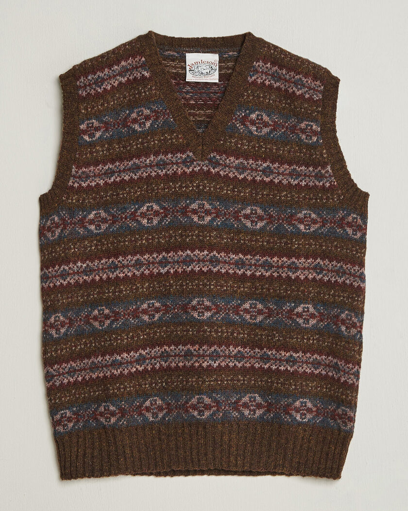 Jamieson's of Shetland Jamiesons Of Shetland All Over Fair Isle Slipover Moss Green – Vihreä