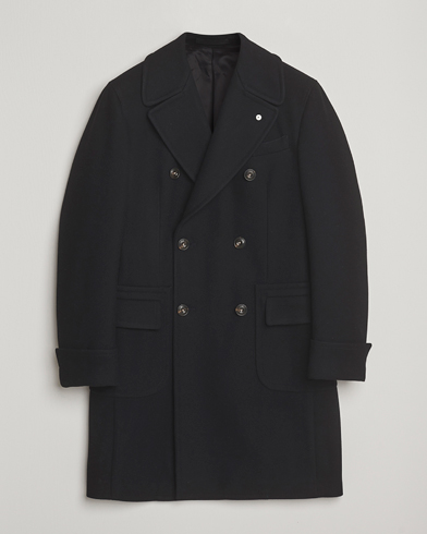 L.B.M. 1911 Double Breasted Wool/Cashmere Coat Black – Musta