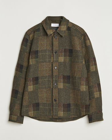 LES DEUX Kody Patchwork Wool Overshirt Green – Vihreä