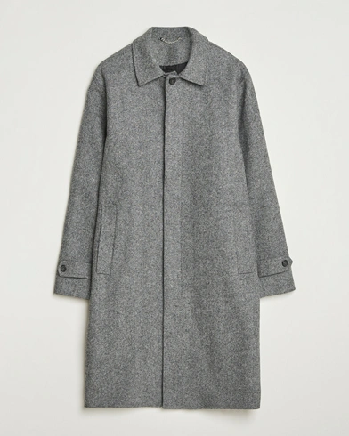 Palmes Herringbone Wool Coat Charcoal – Harmaa