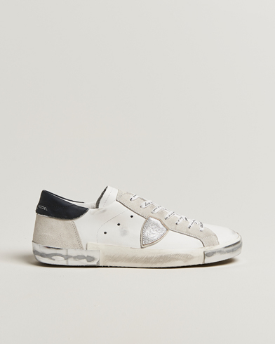 Philippe Model Prsx Low Top Leather Sneakers White/Silver – Valkoinen