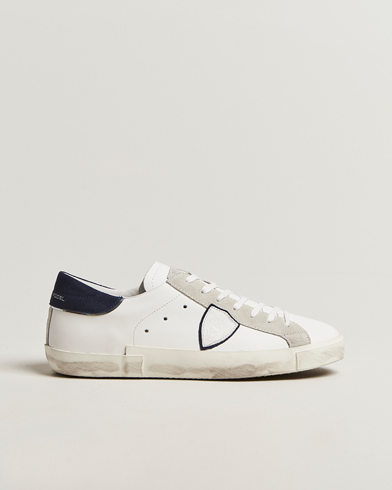 Philippe Model Prsx Low Top Mix Leather Sneakers White/Navy – Valkoinen