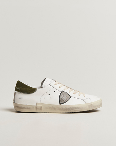 Philippe Model Prsx Low Top Mix Leather Sneakers White/Green – Valkoinen
