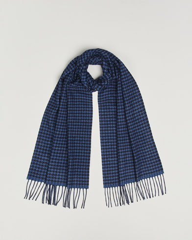 Piacenza Cashmere Cashmere/Silk Houndstooth Scarf Dark Blue – Sininen