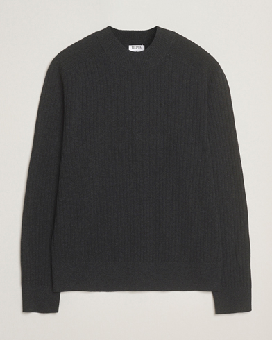 Filippa K Cotton Merino Knitted Mock Neck Sweater Anthracite Melange – Harmaa