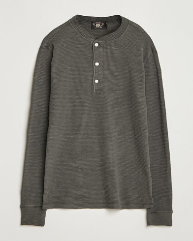 RRL Long Sleeve Henley Faded Black – Harmaa